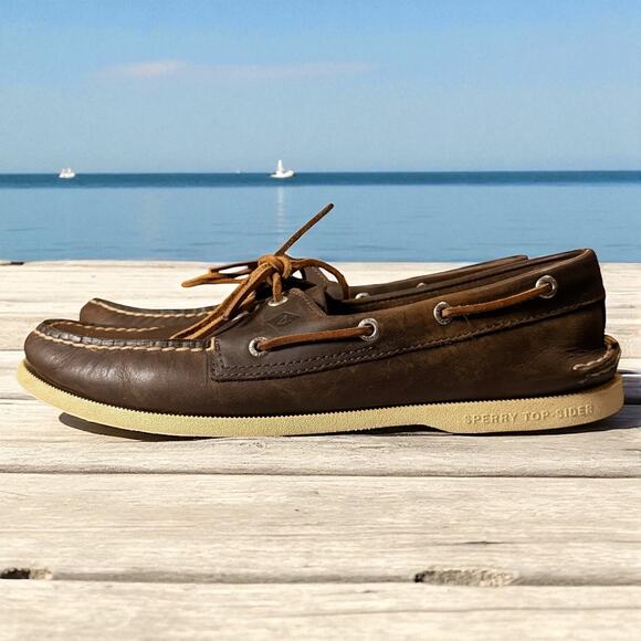 Sperry Top-Sider Deck Shoes Mens Brown Leather Slip On Loafers Size - 11.5 - Picture 1 of 9